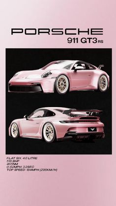 My dream car #porsche #gt3rs #911 #porsche911 #carposter #car #coupe #pink #pinkposter #carwallpaper #wallpaper Pink Porsche, The Pink, Pink