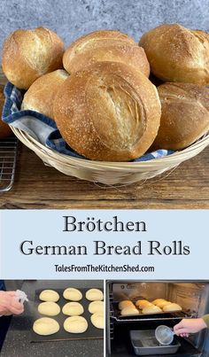 the bread rolls are being cooked in an oven and placed on top of each other