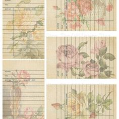 four different papers with roses on them