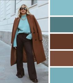 Best Color Combinations Outfits Womens Fashion, Best Colour Combinations Clothes, Colors To Wear With Brown, Brown Color Combinations Outfits, Color Outfit Combinations, Colour Combinations Clothes, Autumn Color Palette Outfits, Outfit Color Palette, Blue And Brown Outfit