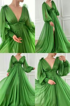 Green Gown Elegant, Teuta Matoshi Dresses, Teuta Matoshi, Green Formal Dresses, Green Evening Dress, Green Gown, Green Prom Dress, Long Prom Dress, Beautiful Gowns