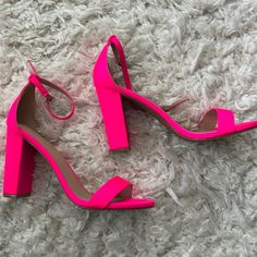 Brand New Hot Pink Heels Size 8 Hot Pink And Black Hoco, Fun Heels Unique, Philly Fashion, Neon Pink Heels, Hot Pink High Heels, Hoco 2024, Hoco Inspo, Hoco Ideas, Formal Heels