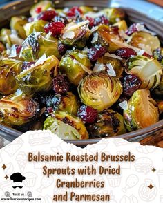 roasted brussel sprouts with dried cranberries and parmesan