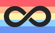 an image of the infinite symbol on a rainbow striped background with black letters that read, ` `