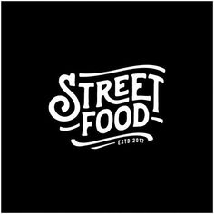 the street food logo is shown on a black background