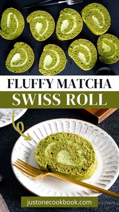 this is an easy recipe for fluffy matcha swiss roll