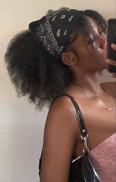 Natural Hairstyles With Bandana, Black Hairstyles Bandana, College Black Hairstyles, 4c Hair Bandana, Natural Bandana Hairstyles, 4c Hair With Bandana, Y2k Hairstyles 4c Curly Hair, Natural Hair Styles Bandana, Bandana On Natural Hair