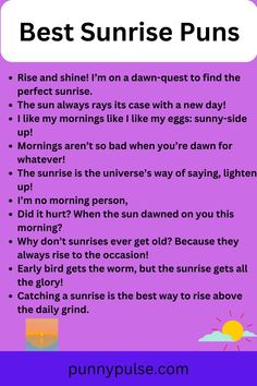 the best sunrise puns for kids to use in their writing and reading skills,