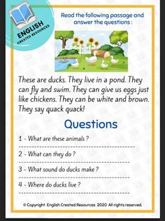 an english language book with answers and questions for children to read on the page, which includes