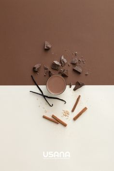 some chocolate sticks and other items on a table