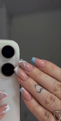 Nails Graphic Design, Simple Design Nails, Prom Nails Blue, Prom Nail Ideas, Nails Design Fall, Leaves Nails, Hello Nails, Cute Simple Nails, Girly Acrylic Nails