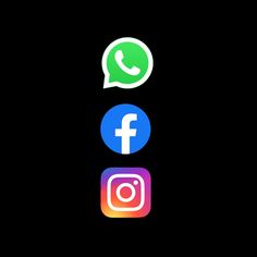 three different types of social icons on a black background