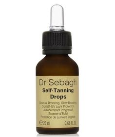 Dr Sebagh Self-Tanning Drops deliver a radiant and healthy-looking, sun-free glow whilst helping to shield skin against the ageing effects of High Energy Visible (HEV) light/daylight. This blue/violet light is also emitted by smartphones, tablets and laptops.Dr Sebagh Self-Tanning Drops contain HEV Melanin in a fractionated form, which provides a higher level of protection against HEV light.This breakthrough formula helps to protect skin against the ageing effects of oxidative stress whilst deli Self Tanning Drops, Tanning Drops, Self Tanning, Bronzing Powder, Best Skincare Products, Beauty Regimen, Broad Spectrum Sunscreen, Beauty Services, Beauty Blender