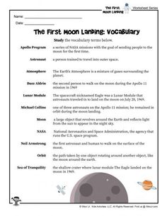 the first moon landing vocably worksheet