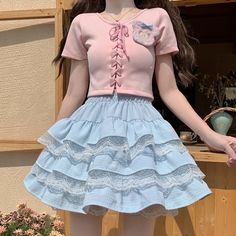 Olivia Mark - Wafer Cake Dress with Sweet Cone and Three-layer Skirt. Patchwork Cake, Plane Cake, Wafer Cake, Sweet Cone, Yellow Mini Skirt, Cake Dress, Layer Skirt, Sweet Cones, Beige Skirt