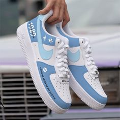 Custom Taylor's Nike Air Force 1 Shoes Blue – unitecustom Taylor Swift Shoes, Taylor Merch, Nike Air Force 1 Shoes, Air Force 1 Shoes, Birthday Things, Boty Nike, Preppy Shoes, Nike Fashion Shoes, Preppy Clothes