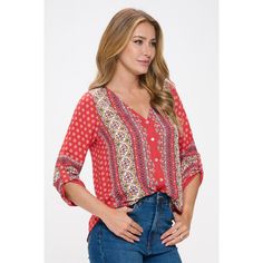 The Lina Roll Tab Blouse is a closet staple and favorite item at West K! This three quarter sleeve woven blouse is the perfect everyday top - it has a faux buttons in the front, creating a flattering v-neckline and tabs at the sleeve to add an elevated touch. Material - 100% Polyester. Machine washable. Three Quarter Sleeve Blouses, Babydoll Blouse, Dickies Women, Maternity Shorts, Tie Front Blouse, Hem Style, V Neck Blouse, Work Shirts, Lace Blouse