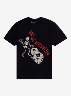 Skelly wants you to roll the dice on a new Social Distortion tee! It has a pair of dice  Skelly and a red band logo.100% cottonWash cold; dry lowImportedListed in men'sunisex sizes Punk Tee, Social Distortion, Punk T Shirt, Music Tees, Band Logos, Red Band, Punk Outfits, Hot Topic, Mens Graphic Tee