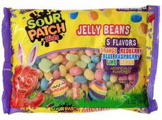 sour patch kids jelly beans 5 flavors, 6 flavors and 4 flavors in each bag