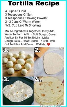 the instructions for tortilla recipe are shown