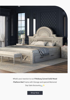 an advertisement for a bed frame with storage underneath