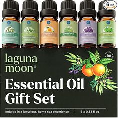 Essential Oils Set - Top 6 Organic Blends for Diffusers, Home Care, Candle Making, Fragrance, Aromatherapy, Humidifiers, Gifts - Peppermint, Tea Tree, Lavender, Eucalyptus, Lemongrass, Orange (10mL)