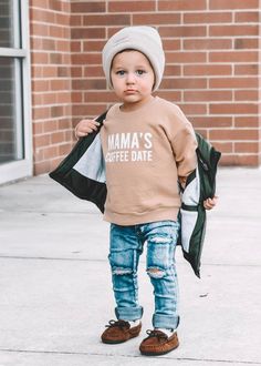 "Mama's Coffee Date" is part of our timeless collection. This crewneck is a modern and minimal design tailored to all kids. Ultra-soft, 100% Cotton French Terry Pullover.The pullover is a unisex fit, true to size. Cute Toddler Outfits Boys, Boy Styles, Western Shoes, Newborn Gown, Newborn Christmas, Jo Jo, Pajama Romper, Future Children