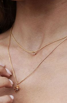 Ettika Celestial Layered Necklace | Nordstrom Ettika Jewelry, Cherry Necklace, Starburst Necklace, Delicate Gold Necklace, Layered Chain Necklace, Double Strand Necklace, Coin Earrings, Dainty Gold Necklace, Friend Necklaces