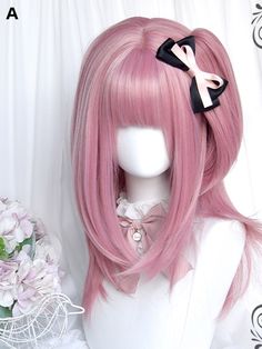 Get the perfect kawaii look with our pink straight synthetic wig with a claw clip! This adorable wig features a vibrant pink color that will make you stand out in any crowd. The straight style adds a touch of sophistication, while the convenient claw clip makes it easy to secure the wig in place.   Please note that this product includes only the wig or a set.  Option A: A wig + a claw clip.  Option B: A wig only. Cutecore Hair, Kawaii Wig, Hair Claim, Cute Hair Claw, Pink Hairstyles, Pink Wigs, Hair Clips Cute, Kawaii Hair, Kawaii Wigs