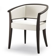 a white chair with black trim and arms