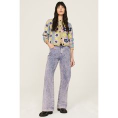 Purple denim (99% Cotton, 1% Lycra). Jeans. Front zipper fly with button closure. 32" inseam. 11" rise. 22" leg opening. Imported. Purple Denim, Sandy Liang, Rent The Runway, Closet Designs, Off Duty, Front Zipper, Blue Jeans, Color Pop, Cherry