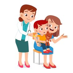 a woman and two children sitting on a chair with a teddy bear in front of them