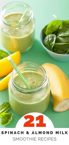 21 Almond Milk Smoothies with Spinach Smoothies With Spinach, Almond Milk Smoothies, Pistachio Smoothie, Almond Milk Smoothie, Almond Milk Smoothie Recipes, Almond Butter Smoothie