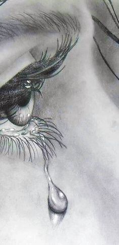 a drawing of a woman's eye with tear coming out of her iris brows