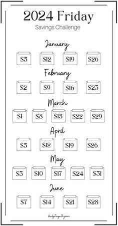 the printable calendar for friday savings is shown in black and white, with text that reads