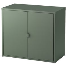 a green cabinet with two doors on each side