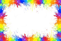 an abstract rainbow background with paint splatters and space for text or image in the center