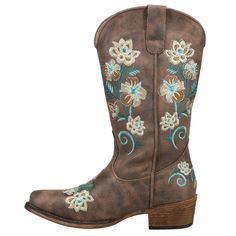 PRICES MAY VARY. Faux leather Pull on entry Dual pull tabs for easy on/off Cushioned footbed Rubber outsole Vintage Cowgirl Boots, Cowboy Boots For Women, Modern Cowgirl, Floral Boots, Vintage Cowgirl, Western Boot, Floral Fashion, Fashion Heels, Leather Pulls