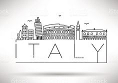 the skyline of italy in black and white