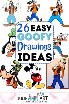 an image of cartoon characters with the title 20 easy goofy drawings