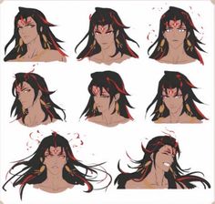 the character sheet shows how to make hair look like she is wearing red and black