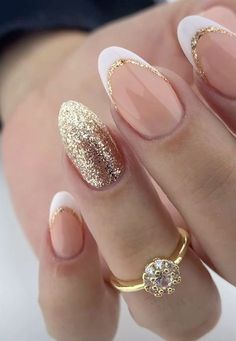 Engagement Nails, Golden Nails, Simple Gel Nails, Makijaż Smokey Eye, Fall Nail, Best Acrylic Nails, Gold Nails