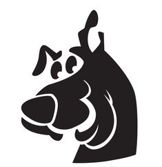 a black and white silhouette of a dog's head