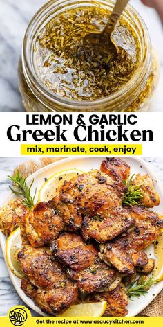 grilled chicken with lemon and garlic is shown in this advert for the restaurant