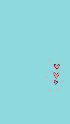 two hearts on a blue background with dots in the shape of three smaller hearts, one pink and one red