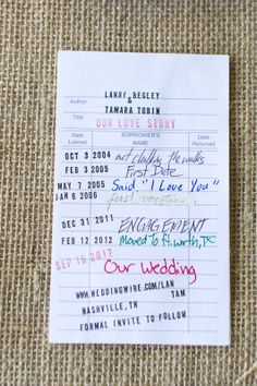 this is an image of a wedding order card