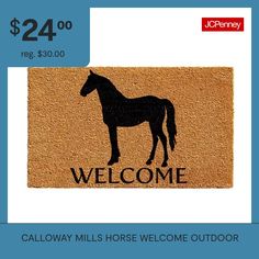 a welcome mat with a horse on it