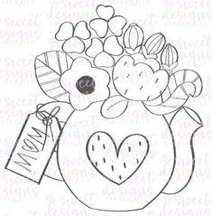 a drawing of a vase with flowers in it and a price tag on the side