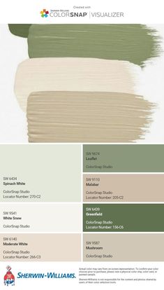 the color scheme for sherylin - williams's paint swatches is shown