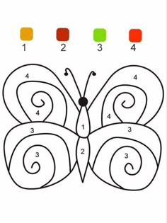 a butterfly with numbers on it to color